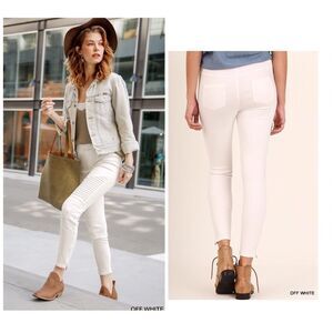 OFF White Washed Moto Jeggings With Zipper Accent